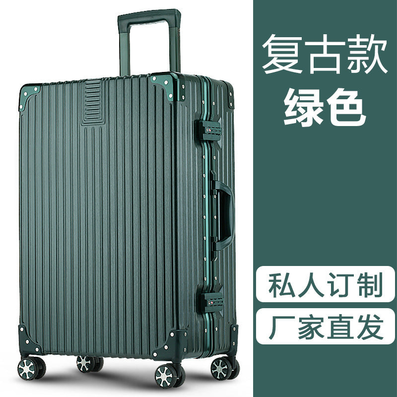New trolley case Aluminum alloy universal wheel 24-inch aluminum frame leather case Suitcase Women's suitcase 26 retro boarding case