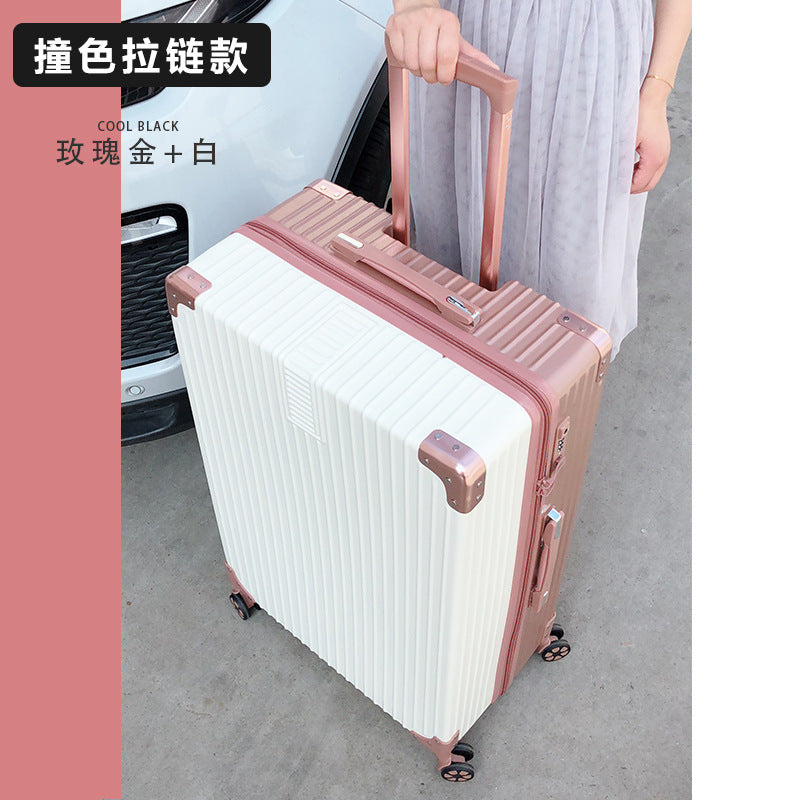 New trolley case Aluminum alloy universal wheel 24-inch aluminum frame leather case Suitcase Women's suitcase 26 retro boarding case