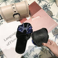 Fuzzy slippers with bow for women, new korean style fashionable outdoor one-strap flat slippers for autumn/winter 2024, home slippers