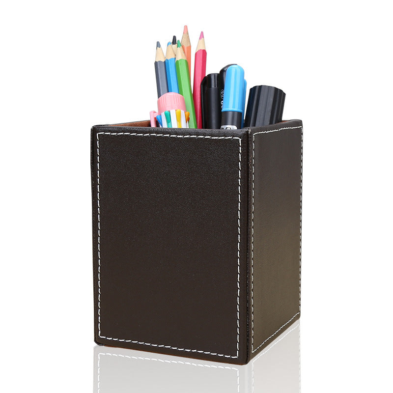 Manufacturer Wholesale Pen Holder Simple Leather Single Pen Holder Business Office Desktop Storage Box Fashion Creative Party Storage Holder