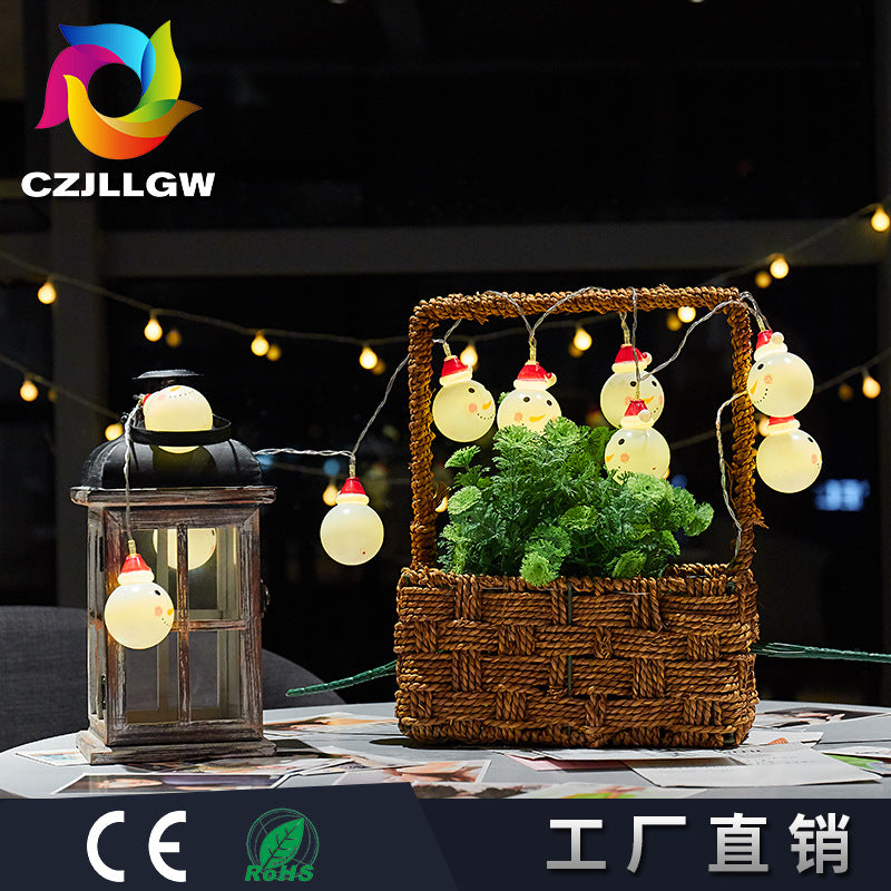 Cross-border new led snowman light string ins bedroom decoration string lights battery lights Christmas flash lights