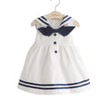 Summer new girls' clothing: stylish sailor collar dress with blue trim for girls and young children - wholesale and dropshipping available