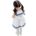 Summer new girls' clothing: stylish sailor collar dress with blue trim for girls and young children - wholesale and dropshipping available