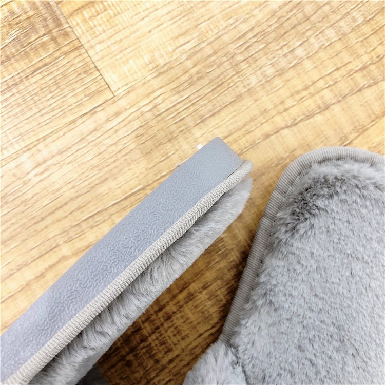 2024 autumn/winter new women's cotton slippers: round toe, open toe, fleece-lined, extra thick, bow accent, real fur pom-pom slippers for women