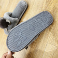2024 autumn/winter new women's cotton slippers: round toe, open toe, fleece-lined, extra thick, bow accent, real fur pom-pom slippers for women