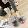 2024 autumn/winter new women's cotton slippers: round toe, open toe, fleece-lined, extra thick, bow accent, real fur pom-pom slippers for women
