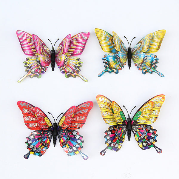 Decorative butterfly, three-dimensional simulation 3D laser 15cm color magnetic butterfly accessories, curtain decoration refrigerator sticker