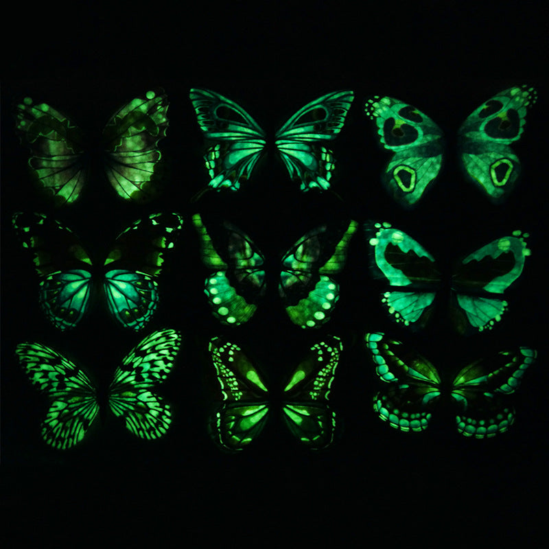 12Cm flash luminous butterfly decorative crafts, three-dimensional wall stickers home garden bar product accessories
