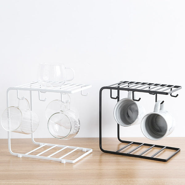 Household mug glass drain rack, modern simple wrought iron cup holder, cup desktop storage rack