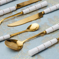 Titanium stainless steel spoon with luxury creative ceramic handle knife, fork, and spoon - european style cutlery set, wholesale gift tableware
