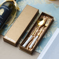 Titanium stainless steel spoon with luxury creative ceramic handle knife, fork, and spoon - european style cutlery set, wholesale gift tableware