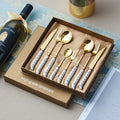 Hepburn style ceramic handle stainless steel tableware steak knife fork spoon tableware suit titanium stainless steel spoon gift