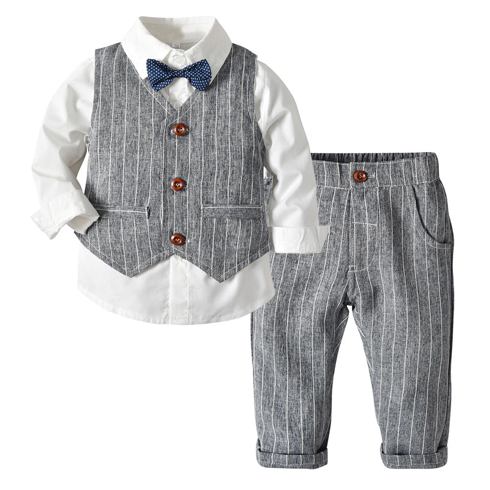 Exportfashion spring new arrivals children's clothing baby boy small suitvest gentleman three-piece setboy set dress