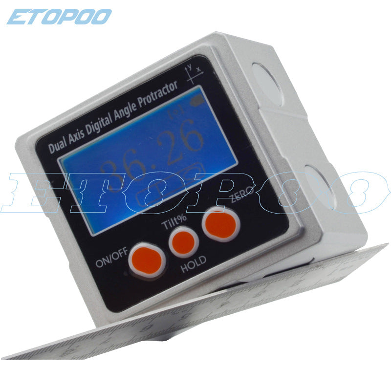 HUOTO three-sided magnetic force 4 * 90 ° waterproof, dual-axis tilt box, metal shell, digital angle ruler