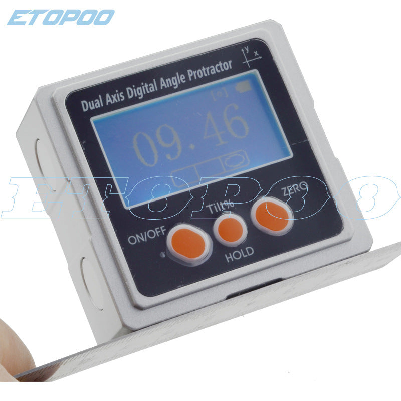 HUOTO three-sided magnetic force 4 * 90 ° waterproof, dual-axis tilt box, metal shell, digital angle ruler