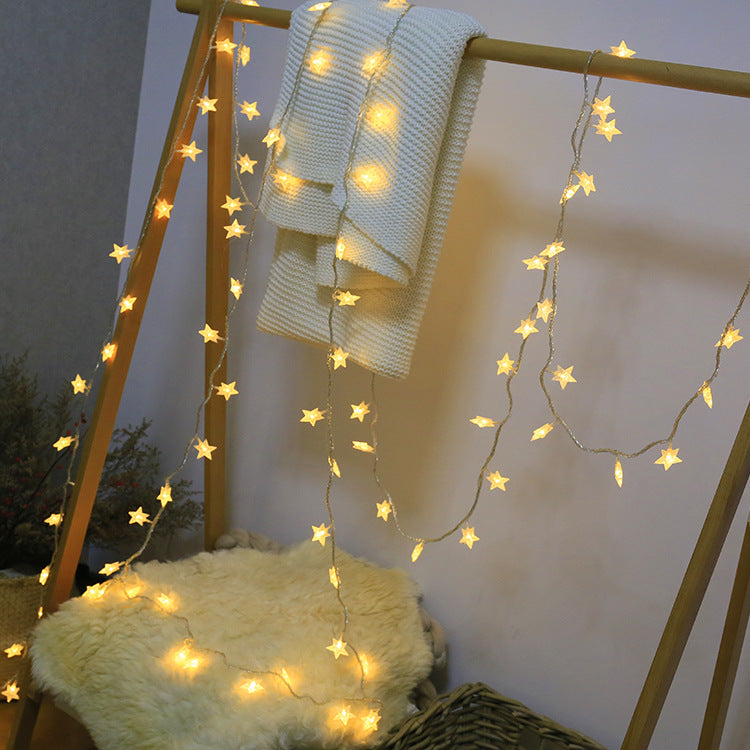 LED holiday lights star string, outdoor lighting window background Christmas Internet celebrity five-pointed star lights room decoration