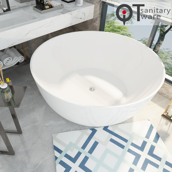 Foshan manufacturer 1.35/1 meters small apartment acrylic round independent small bathtub bath tray special price