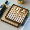 Titanium stainless steel spoon with luxury creative ceramic handle knife, fork, and spoon - european style cutlery set, wholesale gift tableware
