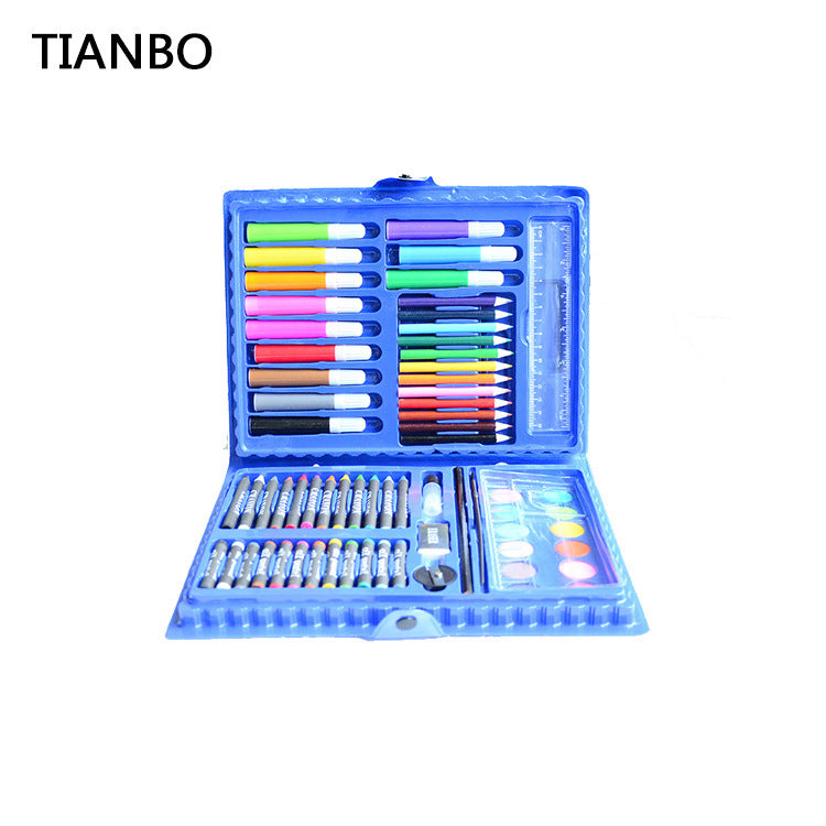68 children's graffiti brush set, watercolor pen, colored lead crayon, oil painting stick, student art supplies, painting gift box.