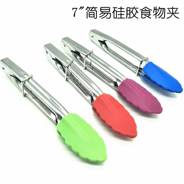 Silicone food clip Non-slip bread clip Outdoor barbecue clip Stainless steel food clip Mini camping meal sharing clip