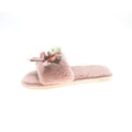 2024 new casual cute cartoon bear bow solid color open-toe flat soft comfortable fuzzy slippers - trendy