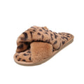 Women's fuzzy slippers - 2024 winter new korean style flat cross strap suede leopard print indoor/outdoor slippers