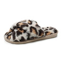 Women's winter fashion cotton slippers - korean style leopard print, perfect for office, home, indoor use, bedroom, and casual wear - fluffy one-strap slides