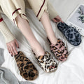 Women's winter fashion cotton slippers - korean style leopard print, perfect for office, home, indoor use, bedroom, and casual wear - fluffy one-strap slides