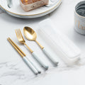 Blue fork, spoon and chopsticks set