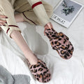 Women's winter fashion cotton slippers - korean style leopard print, perfect for office, home, indoor use, bedroom, and casual wear - fluffy one-strap slides