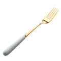 ceramic nordic marble gray dinnerware set - steak knife, stainless steel gold fork, spoon, chopsticks