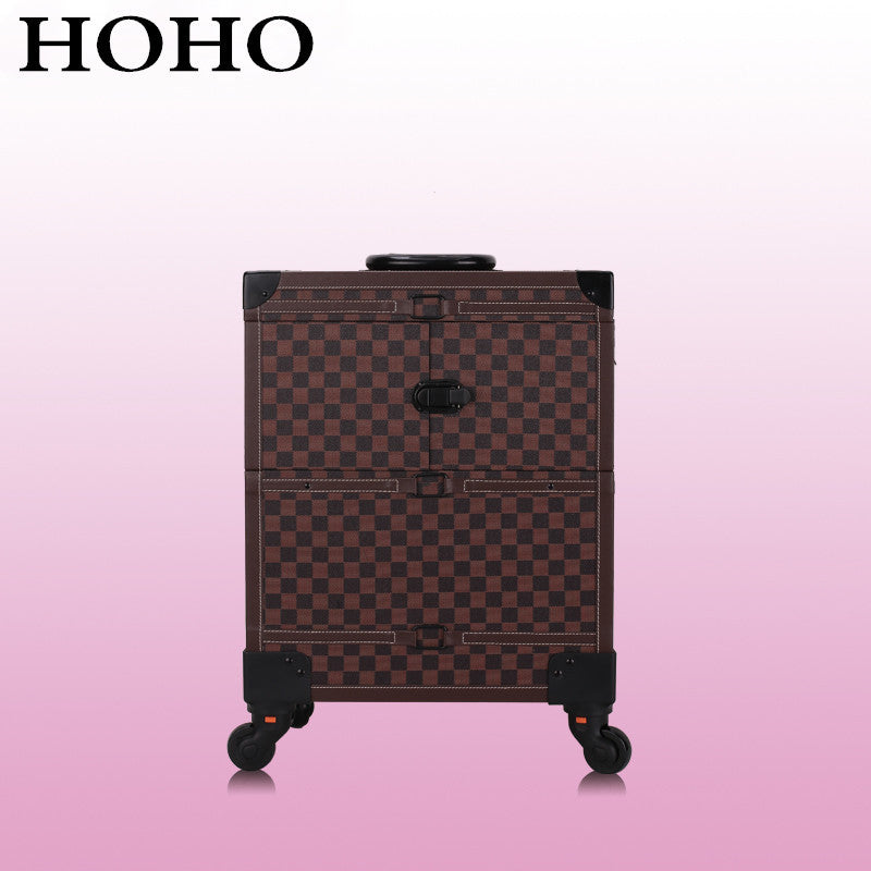 Korean fashion trend makeup artist pull rod cosmetic case universal wheel toolbox large capacity storage box cosmetic storage