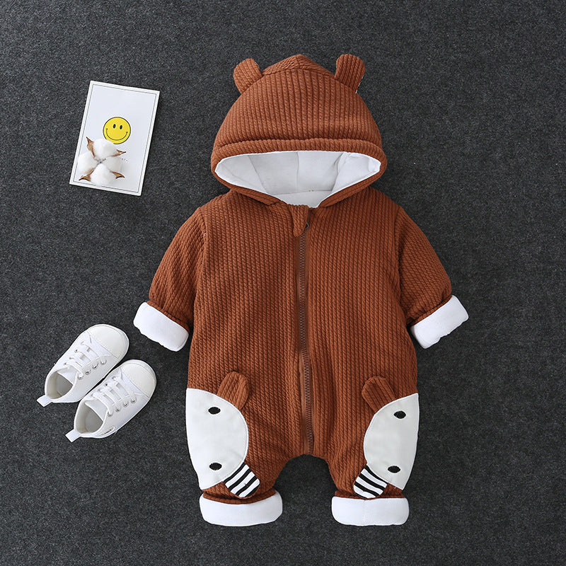 Fall and winternew arrival baby onesie 0-1 years old infant winter thickened onesie romper winter outing cotton jacket