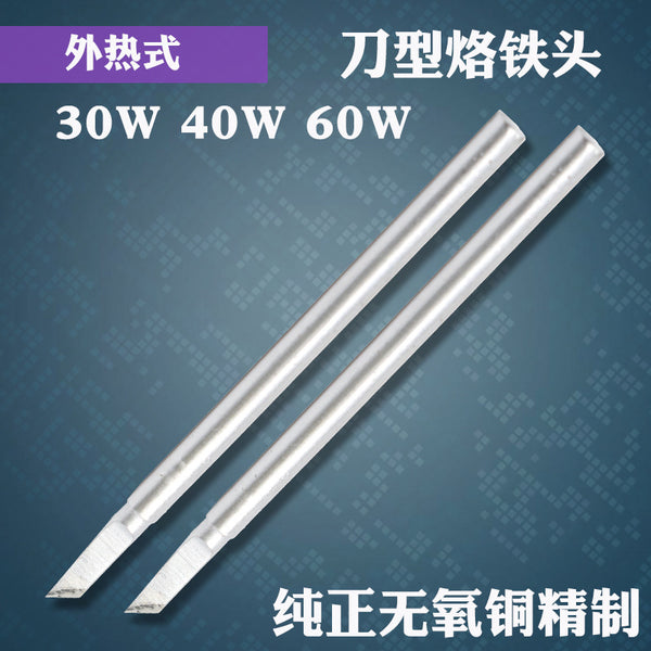 High-density external heat type knife edge soldering iron head made of pure copper, knife oblique 30W 40W 60W K nozzle soldering iron head
