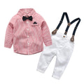K-style children's clothing shirt kidslong sleeves boys spring & fall shirt overalls first birthday dress british style suit