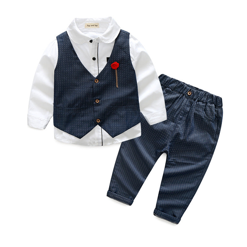 Boys' suit set: vest, long-sleeve shirt, gentleman style - perfect for birthdays, first birthdays, and wholesale. european and american style