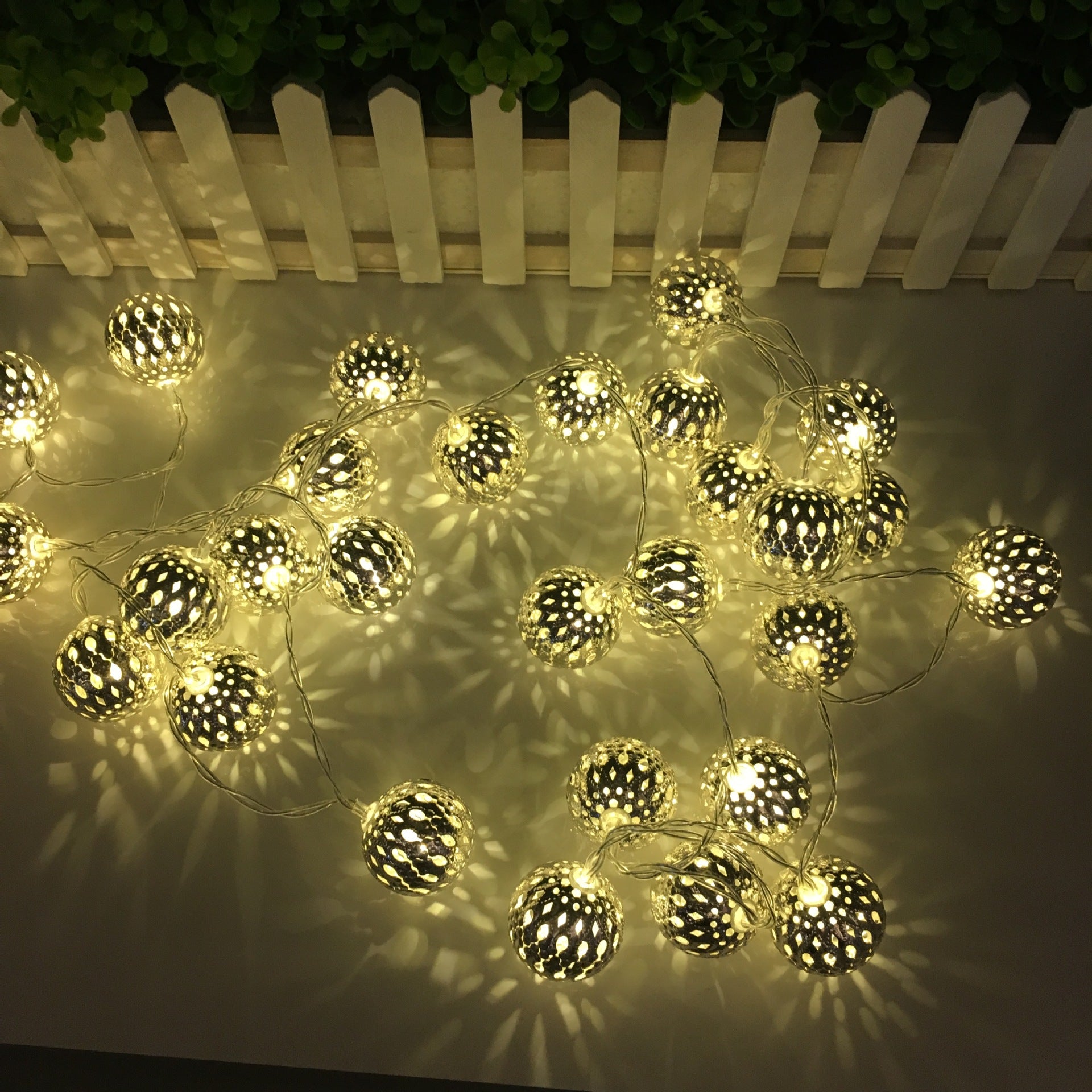 Morocco ball LED string light Christmas wrought iron ball decorative light string waterproof battery box iron ball star small lantern