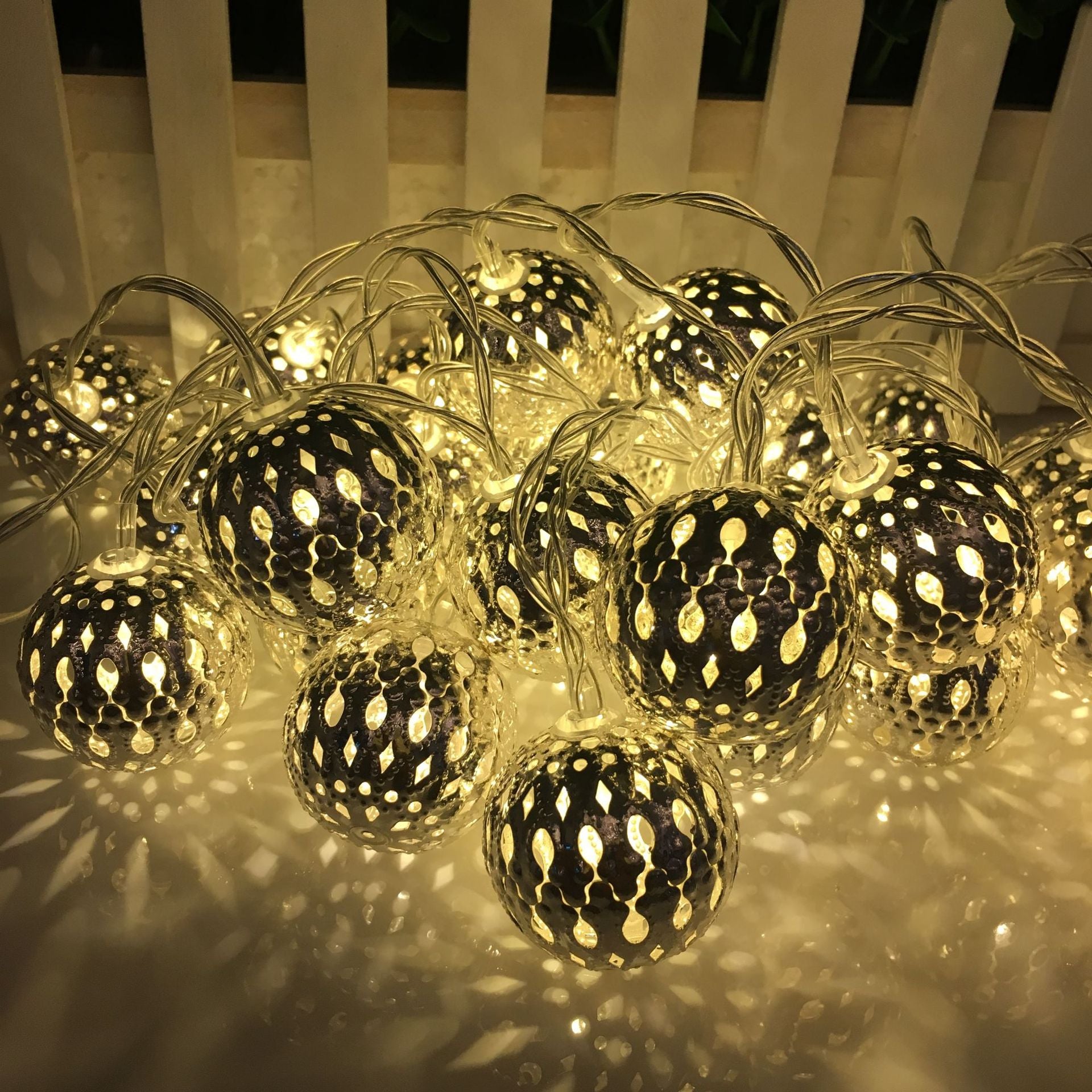 Morocco ball LED string light Christmas wrought iron ball decorative light string waterproof battery box iron ball star small lantern