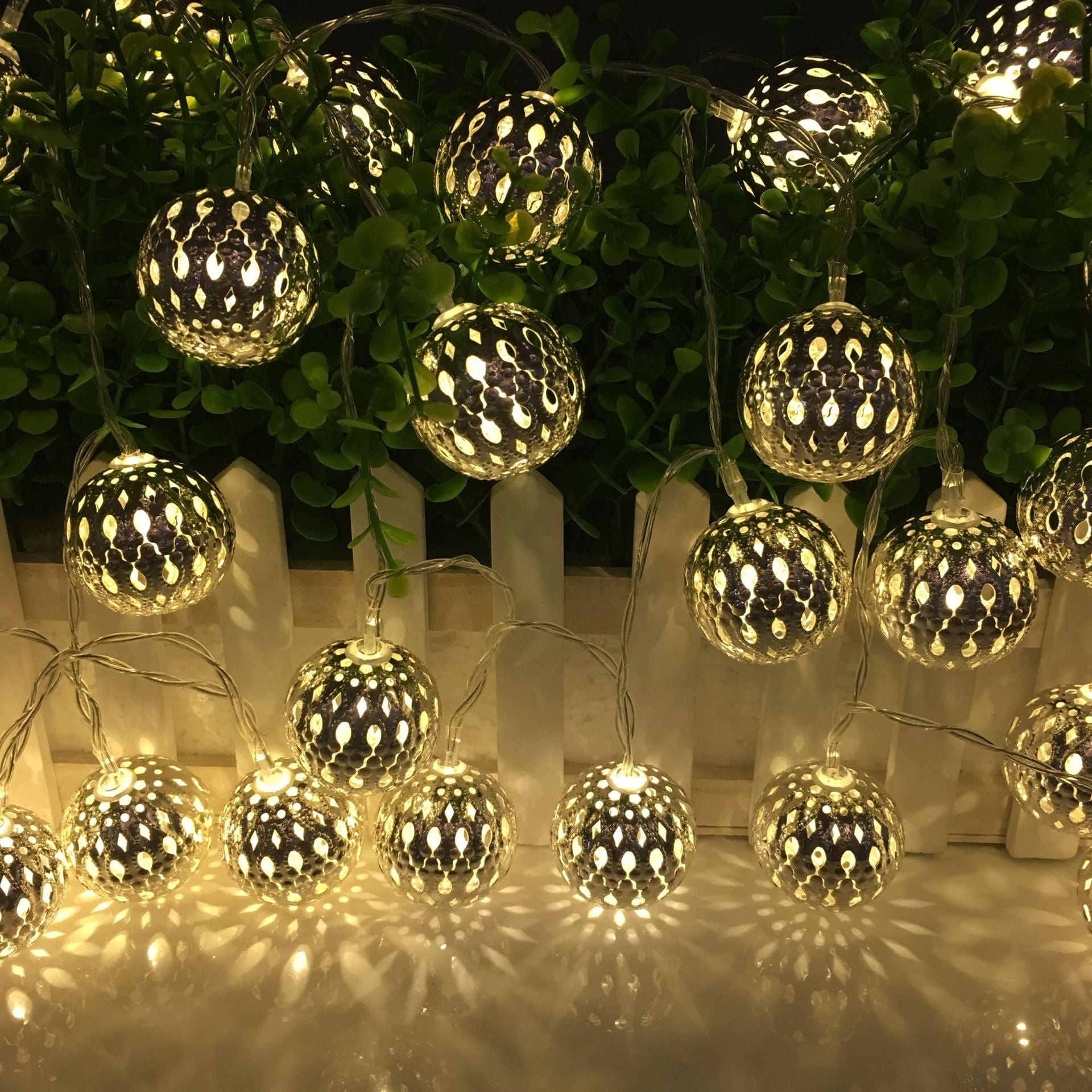 Morocco ball LED string light Christmas wrought iron ball decorative light string waterproof battery box iron ball star small lantern