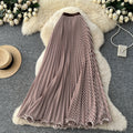 Korean style high-waisted a-line striped patchwork midi skirt - new 2025 collection, versatile striped design with a flowy drape
