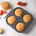 Food-grade 4-cavity silicone burger bun mold - perfect for home ovens and air fryers