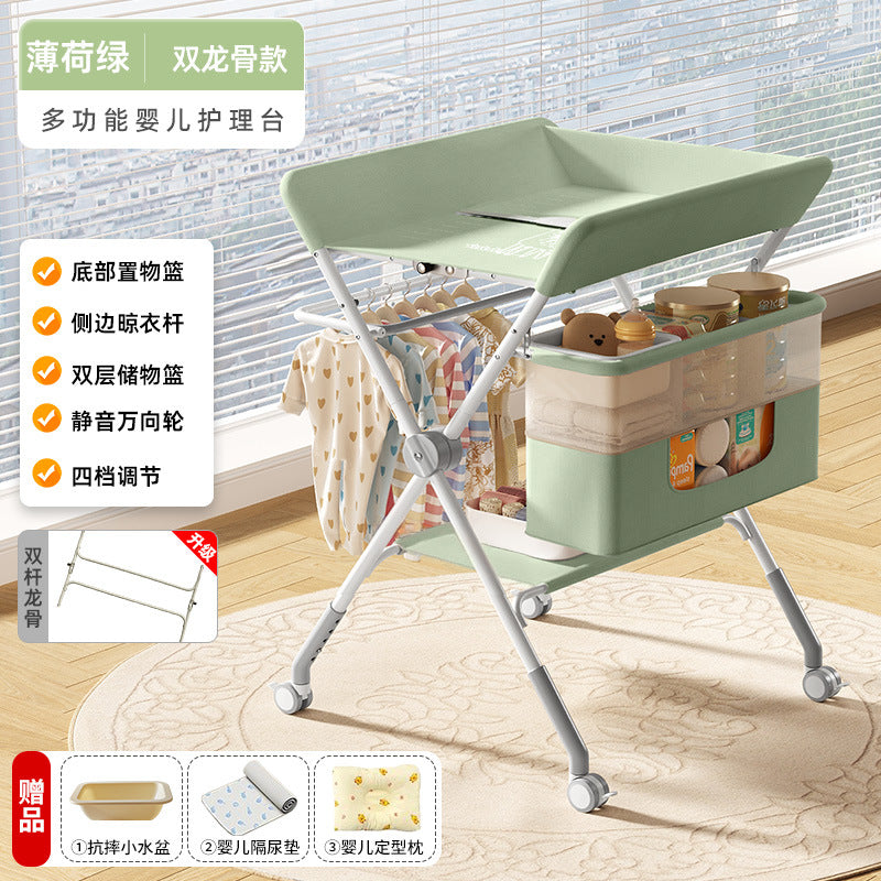 Diaper changing table - portable, multifunctional, foldable, washable baby bed for diaper changing and bathing