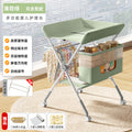 Double pole keel model [storage rack + clothes drying pole + double-layer storage basket + universal silent wheel + multi-level adjustment + three-piece gift set] green
