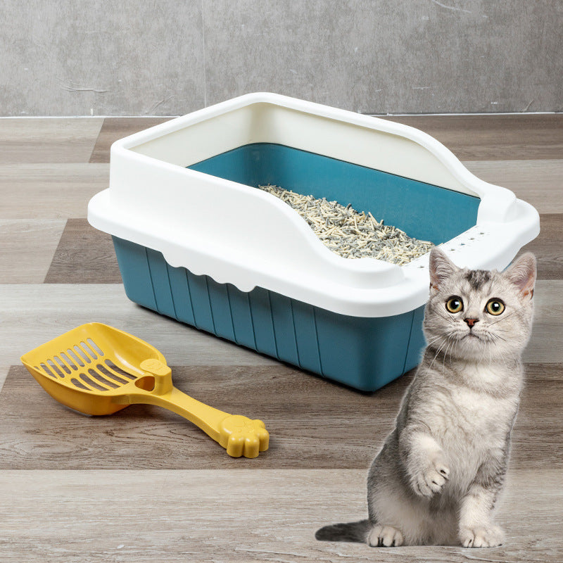 Extra-large, semi-enclosed cat litter box - prevents tracking, extra small size for kittens, cat supplies, cat litter