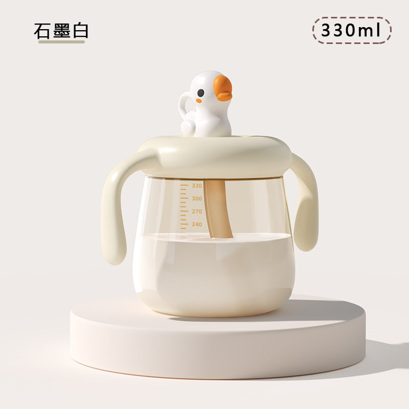 Kids' milk cup ppsu microwaveable baby drinking cup with straw - cartoon design