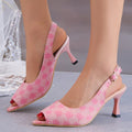 2026 summer women's foreign trade shoes: european and american pointed-toe retro floral slippers, plus size high heel open-toe outdoor sandals