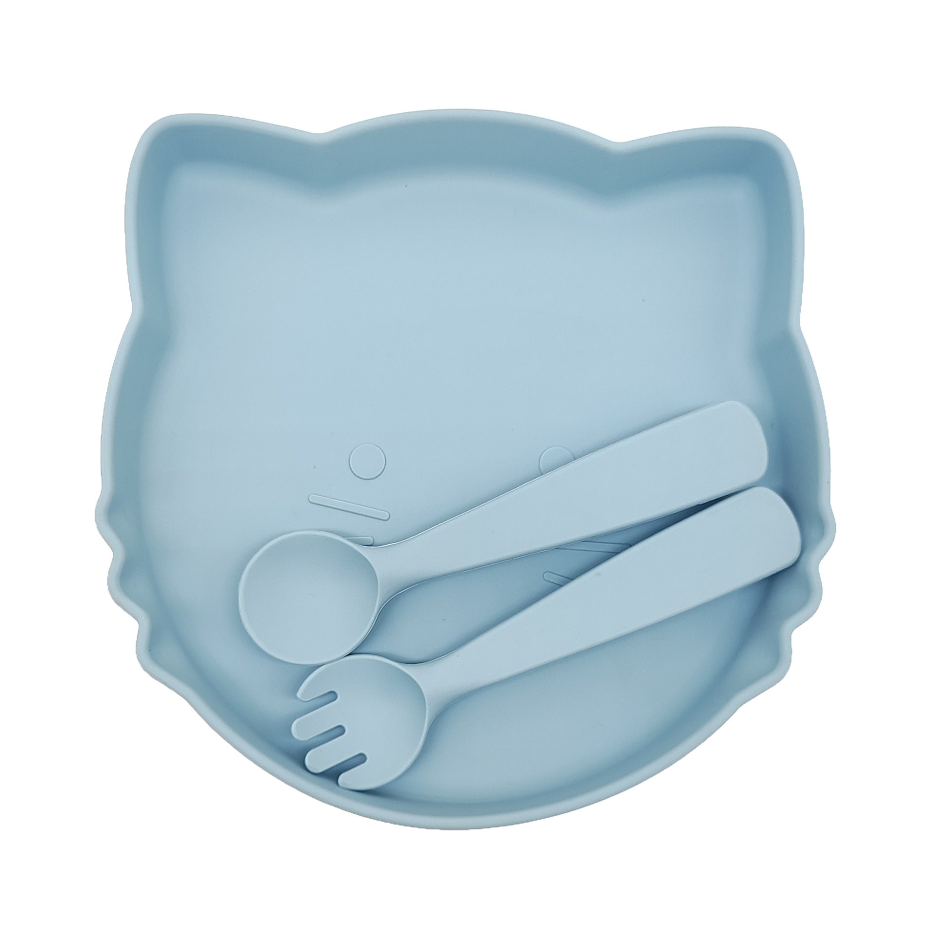 Baby silicone tableware set, non-slip and anti-dirty cartoon bear set, food-grade baby silicone feeding tableware