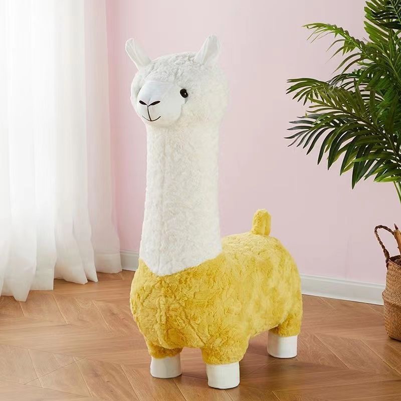 Extra large creative alpaca stool, accessible luxury animal stool, floor-standing handmade ornaments, scandinavian style shoe changing stool, festival