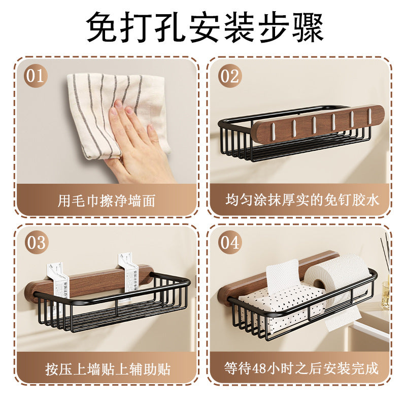 Walnut toilet toilet paper box non-punching bathroom toilet tissue box paper rack storage toilet paper rack