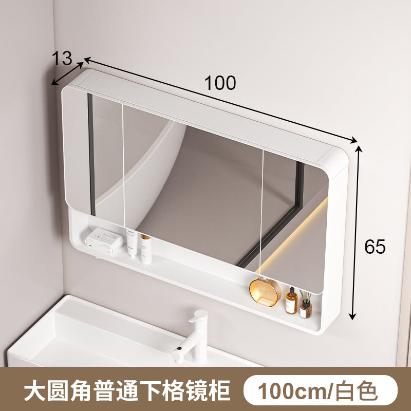 Honeycomb aluminum arc bathroom mirror cabinet lighting locker toilet wall-mounted mirror with vanity mirror smart mirror case